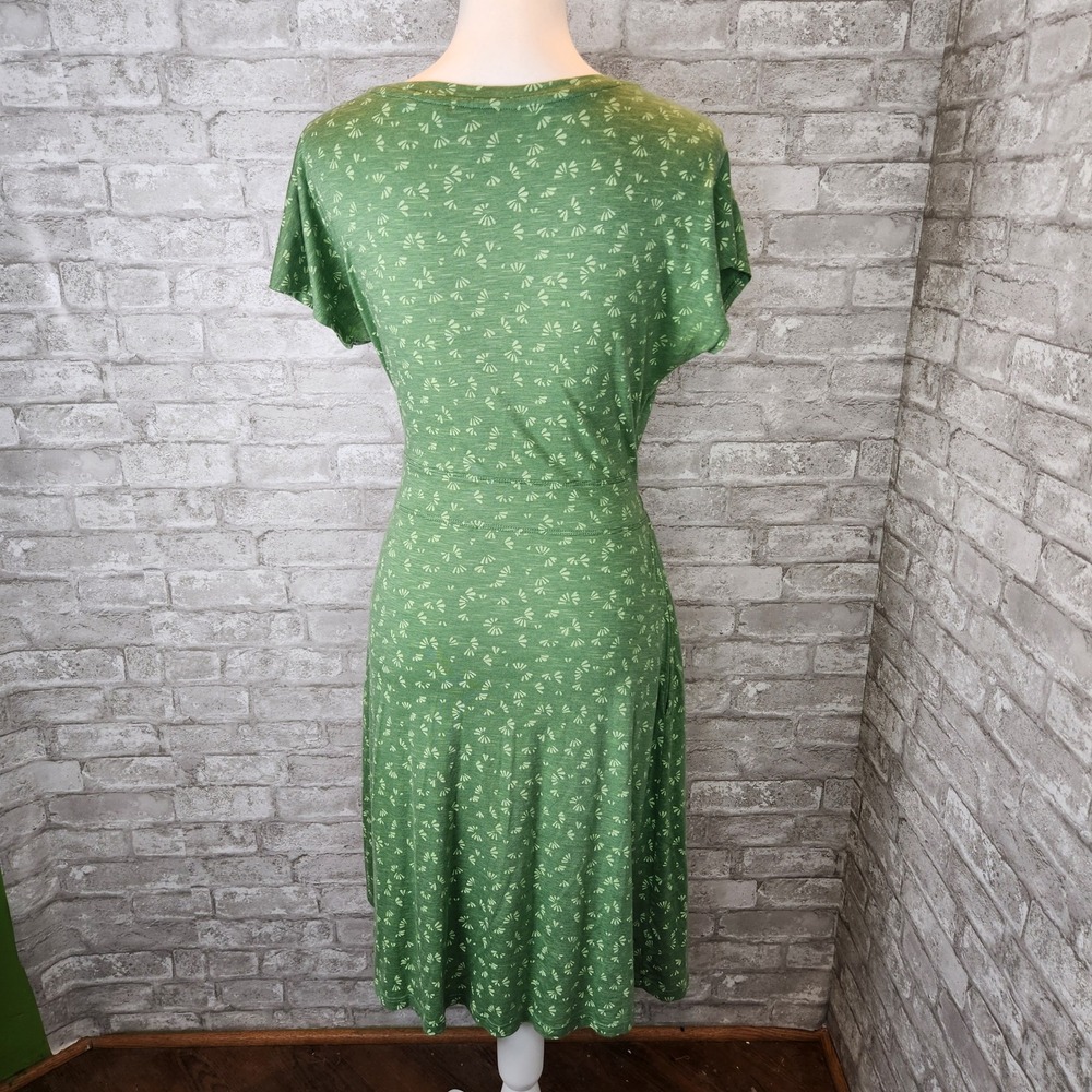 Toad&Co Dress Green Floral Tencel Organic Cotton Casual Belted Midi Medium - Picture 5 of 7